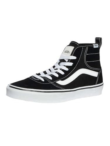 Vans Men's Ashwood Hi Decon Shoe | High Top Fashion Sneakers with Padded Ankle Support, Suede/Canvas Black/White, 10