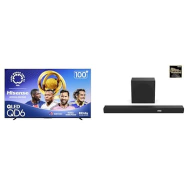 Hisense 100QD6QF QLED 4K UHD Smart Google TV HT Saturn 4.1.2Ch Sound Bar with Wireless Subwoofer