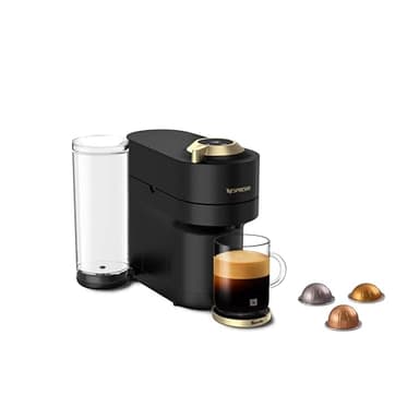 Nespresso Festive Vertuo Pop+ Coffee and Espresso Maker by Breville, Matte Black Gold, 37.2 Fl Oz capacity