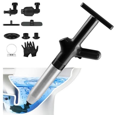 LPZNUYVC Toilet Plunger High Pressure Air Drain Blaster Drains Toilet Unclogger Toilet Plunger Heavy Duty Toilet Plunger Clog Remover Plungers for Toilet Unclog Toilet, Bathroom, Floor Drain (Black)