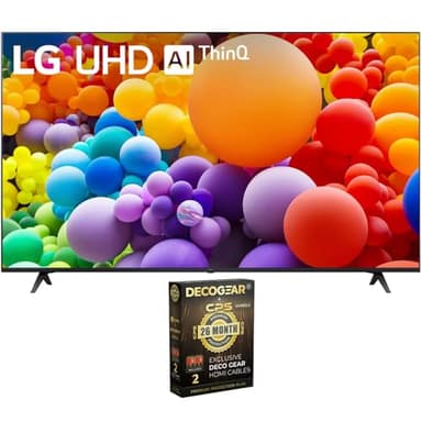 LG 50UT7570PUB 50-Inch UT75 Series LED Smart TV 4K (2024) Bundle with Deco Gear 2X 4K HDMI 2.0 Cable w/Copper Conductors & CPS Exclusive 26 Month Protection Pack (BEACH-CPS-26500)