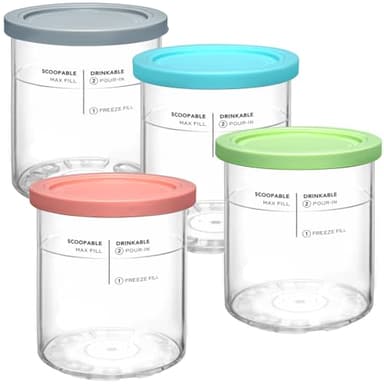 Replacement for Creami Deluxe Pints and Lids 4 Pack,Compatible with Ninja Creami 11-in-1 NC501 NC500 Series Deluxe Ice Cream Maker,24oz Deluxe XL Cups(Blue,Pink,Grey,Green)
