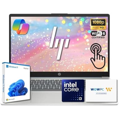 HP 15.6" Pavilion FHD Touchscreen Laptop | Intel Core i3 | 8GB DDR4 | 256GB PCIe SSD | AI Enhanced Win 11 | Numeric Keypad | Wi-Fi 6 & HD Webcam | WOWPC USB | Up to 10H Battery for Work & School
