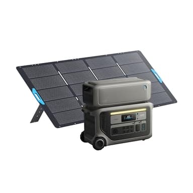 Anker SOLIX F3000 Portable Power Station and Expansion Battery with 400W Solar Panel，3,072Wh, 6,000W Recharging, Solar Generators for Home Use, For Power Outages, Camping, RVs, Emergencies