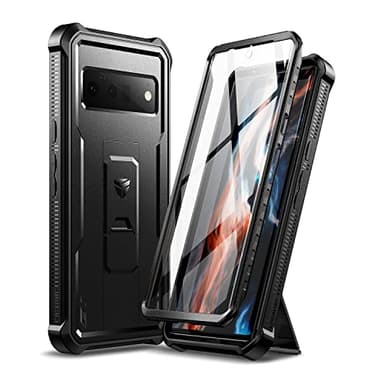 Dexnor for Google Pixel 6 Pro Case, [Built in Screen Protector and Kickstand] Heavy Duty Military Grade Protection Shockproof Protective Cover for Google Pixel 6 Pro 5G (Black)