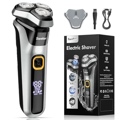 Electric Razor for Men, Rechargeable Electric Shaver with Pop-up Trimmer for Sideburns Trimmer, Wet Dry Cordless Electric Shaver, Travel Lock, IPX6 Waterproof