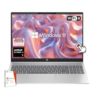 HP 16" Touchscreen Laptop, AMD Ryzen AI 7 350, WUXGA (1920 x 1200), Backlit Keyboard, 16GB LPDDR5-7500Mhz RAM, 1TB PCIe SSD, Copilot PC, Wi-Fi 6, 1080p Webcam, Windows 11, w/Office 365