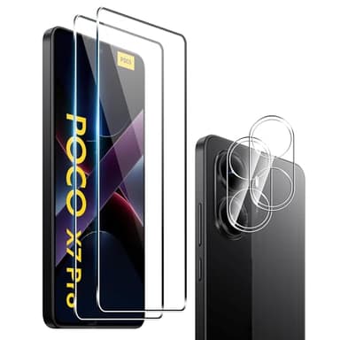 Fhyeugfy for Xiaomi POCO X7 Pro Screen Protector, [2+2 Pack] Tempered Glass Screen Protector+Camera Lens Protector,9H,Bubble-Free,Anti-Scratch