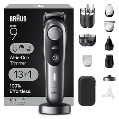 Braun Series 9 All-in-One Multi Grooming Kit for Men, 13-in-1 Beard Trimmer, Body Groomer, Hair Clipper and Manscaping for Face & Body, 9440