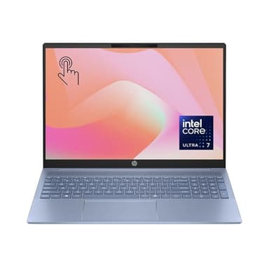 HP Pavilion 16" WUXGA IPS Touchscreen Laptop - Sky Blue Aluminum, Intel Core Ultra 7 155U 1.7GHz Processor; 16GB LPDDR5x-7467 Onboard RAM; 1TB M.2 SSD; Wi-Fi 6E, Windows 11, Backlit Keyboard