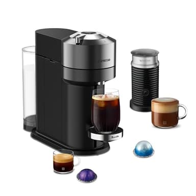 Nespresso Vertuo Next Deluxe Coffee and Espresso Maker, Pure Chrome with Aeroccino Milk Frother,1.1 liter, Black,Dark Chrome