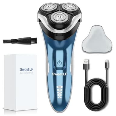 SweetLF Electric Razor for Men with Pop-Up Trimmer, IPX7 Waterproof Electric Shaver, Rechargeable Cordless Shavers for Men, Type-C, 120Mins Runtime, Plug & Play, Blue
