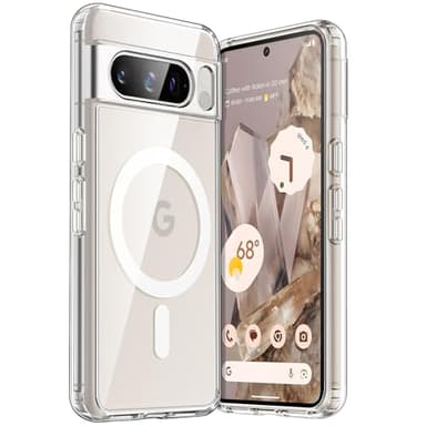 JETech Magnetic Case for Google Pixel 8 Pro 6.7-Inch 2023, Compatible with MagSafe Accessories, Shockproof Protective Phone Cover, Non-Yellowing Hard Clear PC Back (Clear)