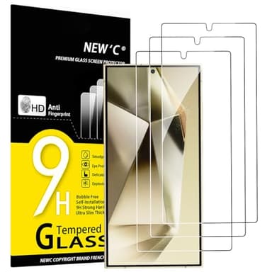 NEW'C 3 Pack Designed for Samsung Galaxy S25 Ultra Screen Protector Tempered Glass, Bubble Free, Ultra Resistant
