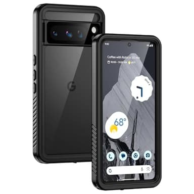 Lanhiem Pixel 8 Pro Case, IP68 Waterproof Dustproof Case with Built-in Screen Protector, Rugged Full Body Shockproof Protective Clear Cover for Google Pixel 8 Pro, Black
