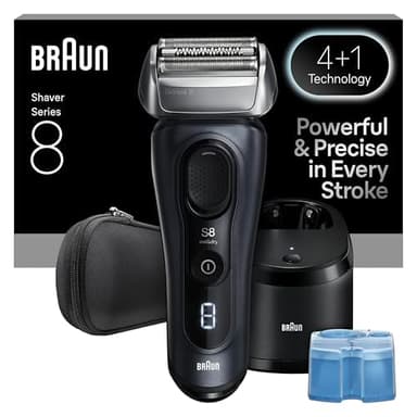 Braun Series 8 8560cc Electric Razor for Men, 4+1 Shaving Elements & Precision Long Hair Trimmer, 5in1 SmartCare Center, Close & Gentle Even on Dense Beards, Wet & Dry Electric Razor, 60min Runtime