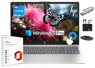 HP 15.6" Touchscreen Pavilion Laptop Computer, 16GB RAM, 1TB Storage (500GB SSD + 500GB Ext), 10-Core Intel i5 Processor, Wi-Fi 6E, Windows 11 Pro with Lifetime Microsoft Office, MarxsolAccessory