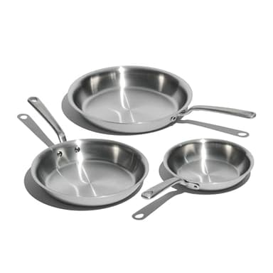 Made In Cookware - 3-Piece (Includes 8",10",12") Stainless Frying Pan Set - 5 Ply Stainless Clad - Professional Cookware - Crafted in Italy - Induction Compatible