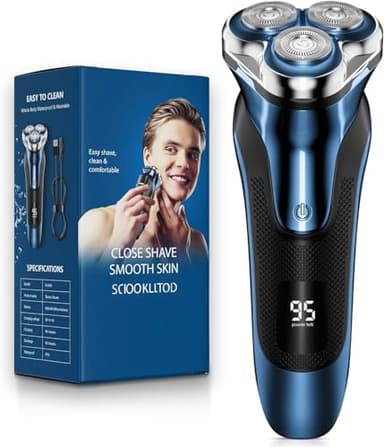 Electric Razor Electric Shaver for Men Face, with Pop Up Trimmer Waterproof Wet Dry Rechargeable Shaver Blue