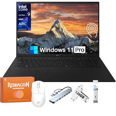 LG Gram 17" Touchscreen Laptop, Intel Ultra 9 288V(Up to 5.1 GHz), Intel Arc Graphics, 32 GB LPDDR5X RAM, 4 TB SSD, 2.5K LCD IPS 320 nits, Wi-Fi 7, Copilot-Ai, Windows 11 Pro, w/REDRAGON Accessories
