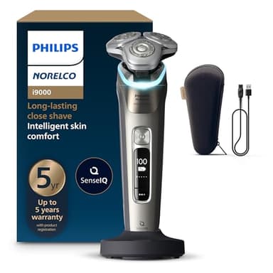 Philips Norelco Shaver i9000 Prestige - Wet & Dry Electric Shaver, Gold Oyster, Sense IQ Technology, Triple Lift & Cut System, 360 Rotating Dual SteelPrecision Blades, Quick Clean Pod, Model XP9203/81