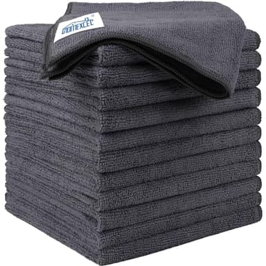 HOMEXCEL Microfiber Cleaning Cloth 12 Pack, 12.5 x 12.5 inch Microfiber Towels for Cars, Ultra Absorbent Washing Cloth, Lint Free Streak Free Cleaning Rags for Car, Kitchen, and Window (Grey)