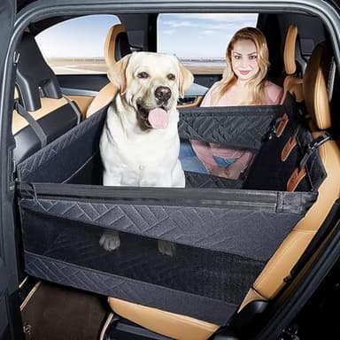 Dog Car Seat for Nissan Juke 1st 2nd Generation/Sunny 9th Generation, Stable Waterproof Foldable Dogs Travel Bed with Hard Bottom Breathable Mesh Window Pet Protector Blanket,A-L