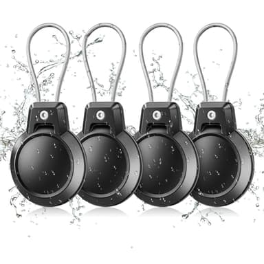 Gitfos Waterproof AirTag Keychain Holder - 4 Pack Airtag Holder for Apple AirTag, 360° Robust Protective AirTag Case with Wire Cable, AirTag Accessories, Airtag Holders for Luggage, Backpack, Key, Pet