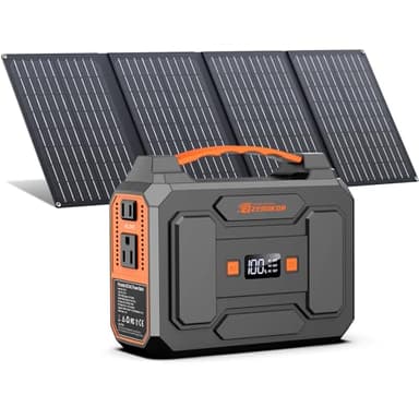 Portable Power Station with Foldable 40W Solar Panel, 100W Solar Powered Generator with Panels,110V AC Outlet Camping Solar Power Bank 146Wh DC Battery Pack for Smart Device RV Outdoor Power Outage