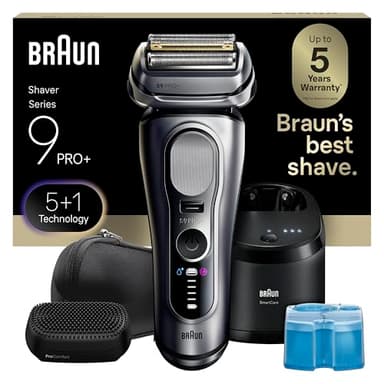 Braun Series 9 PRO+ Electric Shaver, Wet & Dry Razor, Pro SensoAdapt, 6in1 SmartCare Center, 9697CC, Silver