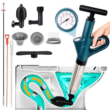 Toilet Plunger Blaster High Pressure Air Plunger Blaster Drain Unclogger for Toilets, Bathroom Floors & Kitchen Sinks, Heavy Duty Power Plunger Clog Remover Declogger Toilet Plumbing Clogs