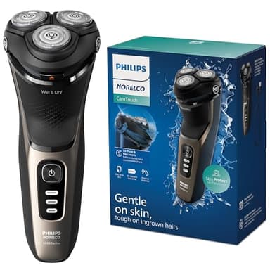 Philips Norelco Shaver 3600 Series, Wet and Dry Electric Shaver, P-Cap, Travel Pouch, Ash Gold, Model S3242/90