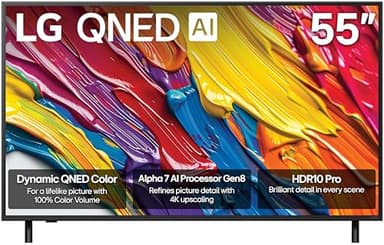 LG 55-Inch Class QNED AI 4K QNED82A Series Smart TV w/AI Sound, HDR10, 4K Super Upscaling, Filmmaker Mode, Wow Orchestra, Alexa Built-in (55QNED82AUA, 2025)