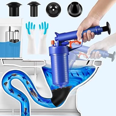 Toilet Plunger, High Pressure Toilet Auger Air Drain Blaster with 4 Suckers, Drain Clog Remover Powerful Drains Unclogger Sink Plunger Plumbing Tools, Plunger for Bathroom Sink Floor Kitchen Clogged