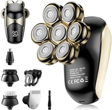 SHPAVVER Head Shavers for Bald Men: 5-in-1 Electric Razor - IPX7 Waterproof Shaving Grooming Kit for Balder - Turbo Speed & Precision Blades