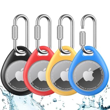 UNBREAKcable AirTag Holder for Apple - 4 Pack Air Tag Case [Professional Carabiner] [Waterproof] [Shockproof] TPU AirTag Keychain for Kids, Pets, Keys, Luggage, Backpacks