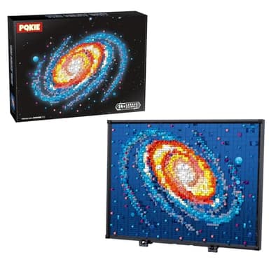 PQKIE The Milky Way Galaxy Micro Mini Building Set for Adults, 2438Pcs 3D Wall Art Building Toy for Home Office Decor, DIY Space Decor Kits with Display Stand,Creative Birthday Gift Toy for Kids Teens