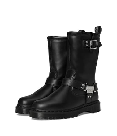 Dr. Martens Unisex Anistone Hi Motorcycle Boot, Black, 9 US Men