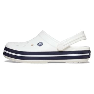 Crocs Unisex Adult Men's and Women's Crocband Clog, White/White/Navy, 11 Women 9 Men