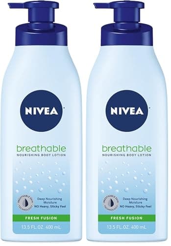 NIVEA Breathable Nourishing Body Lotion Fresh Fusion, Body Lotion for Dry Skin, 13.5 Fl Oz Pump Bottle (Pack of 2)