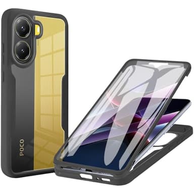 Fofvccv for Xiaomi Poco X7 Pro Clear Case with Screen Protector, Full Body Protective Soft TPU Rugged Bumper Slim Shockproof Cover for Xiaomi Poco X7 Pro/Redmi Turbo 4-QB Black