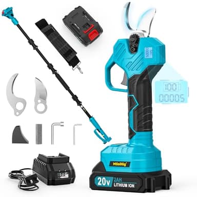 MtiolHig Cordless Pole Pruning Shears Compatible with Makita 18V Battery: 1.5-2 Inch Cutting Diameter Electric Pruning Shears with 2 x 2.0Ah Rechargeable Batteries - 13ft Reach Pole Pruner