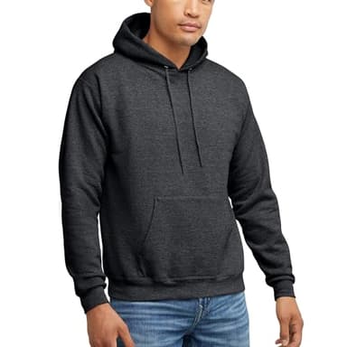 Hanes mens Pullover Ecosmart Hooded Sweatshirt Hoody, Charcoal Heather, Large US