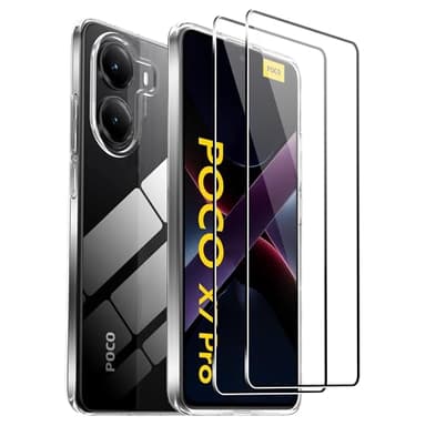 Suttkue for Xiaomi Poco X7 Pro Screen Protector(2 pack) Tempered Glass flim with case,9H Hardness,Anti-Scratch, Case Friendly, Bubble Free,HD Clear