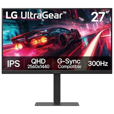 LG 27G640A-B 27-inch Ultragear QHD (2560 x 1440) IPS Gaming Monitor, 300Hz, 1ms, NVIDIA G-Sync, AMD FreeSync Premium, VESA DisplayHDR 400, HDMI 2.1, USB Type-C, Tilt/Height/Swivel/Pivot Stand, Black